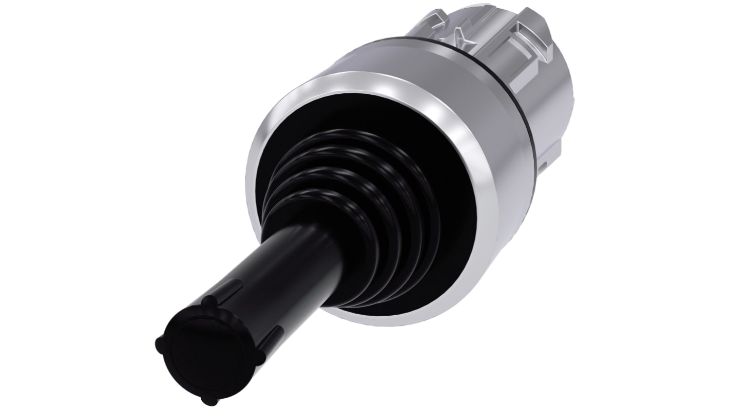 Interruttore joystick Siemens 3SU1050-7AD88-0AA0, rotondo, metallo lucido nero, 22 mm, contatto momentaneo orizzontale, grado di protezione IP65/IP67.