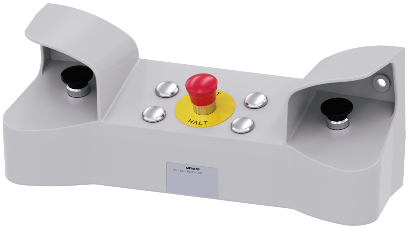Pulsante di controllo Siemens SIRIUS ACT, IP66, 10A, montaggio snap-on, contenitore metallico, diametro foro 22mm.
