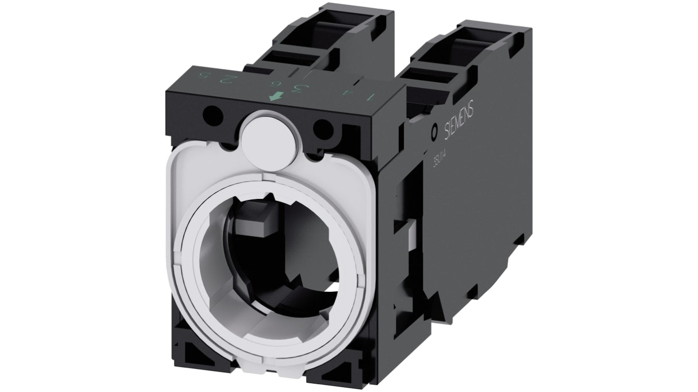Siemens blocco contatti 2 NO + 2 NC, tensione 5-500 V, montaggio snap-on, adatto per ambienti industriali.