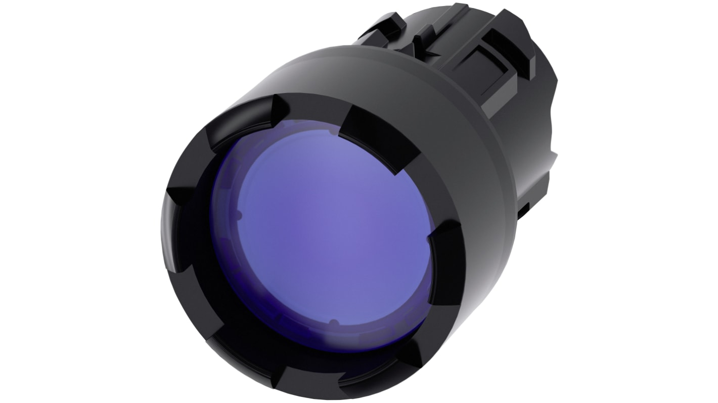 Attuatore pulsante instabile Siemens SIRIUS ACT, blu, diametro 22mm, protezione IP66/IP67/IP69K, montaggio snap-on.