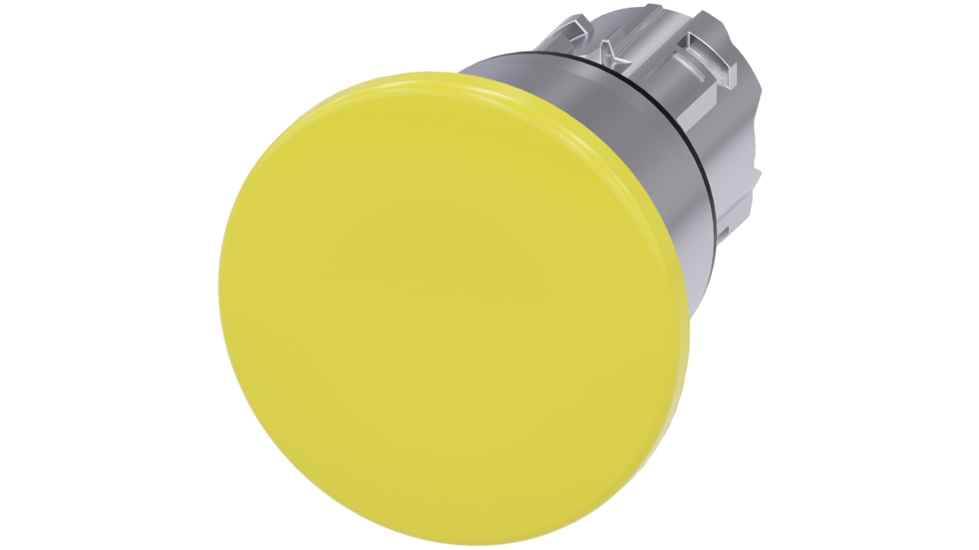 Siemens attuatore pulsante SIRIUS ACT giallo, diametro 40mm, montaggio snap-on, protezione IP66/IP67/IP69K, compatibile con PROFINET.