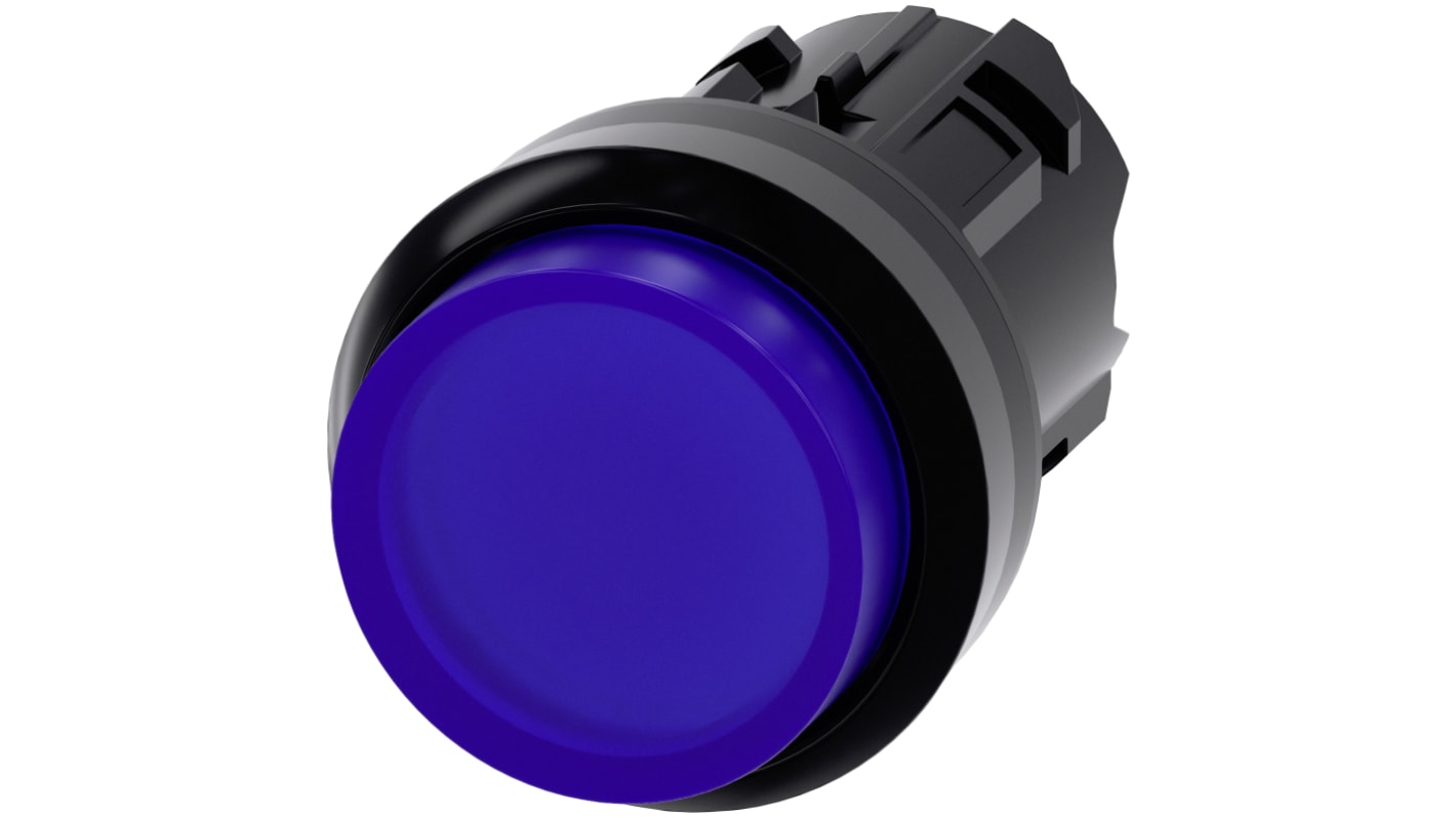 Attuatore pulsante instabile Siemens SIRIUS ACT, blu, diametro 22 mm, installazione snap-on, protezione IP66/IP67/IP69K.