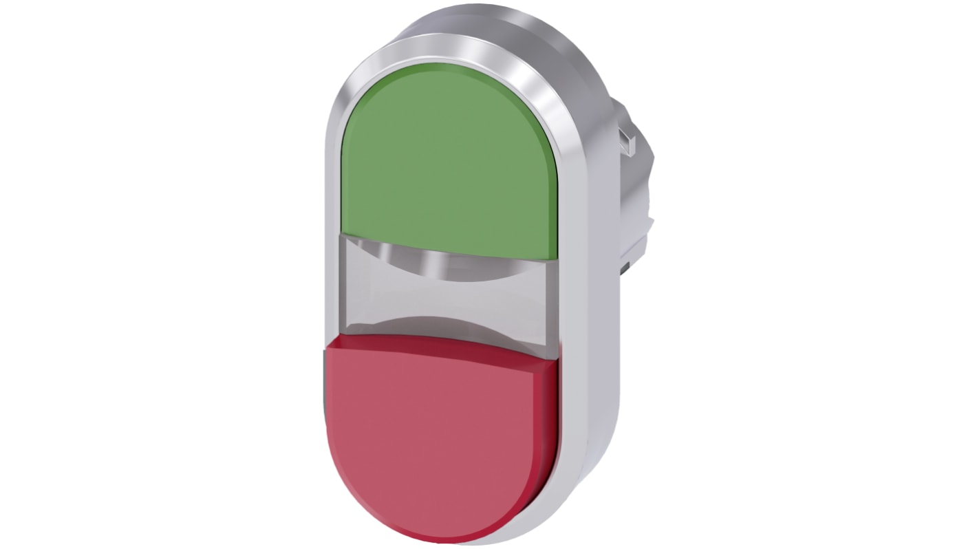 Attuatore pulsante instabile Siemens SIRIUS ACT, diametro foro 22mm, colore verde e rosso, protezione IP66/IP67/IP69K.
