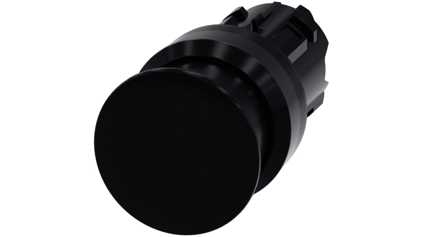 Attuatore pulsante instabile Siemens SIRIUS ACT, diametro foro 22 mm, colore nero, protezione IP66/IP67/IP69K, montaggio snap-on.