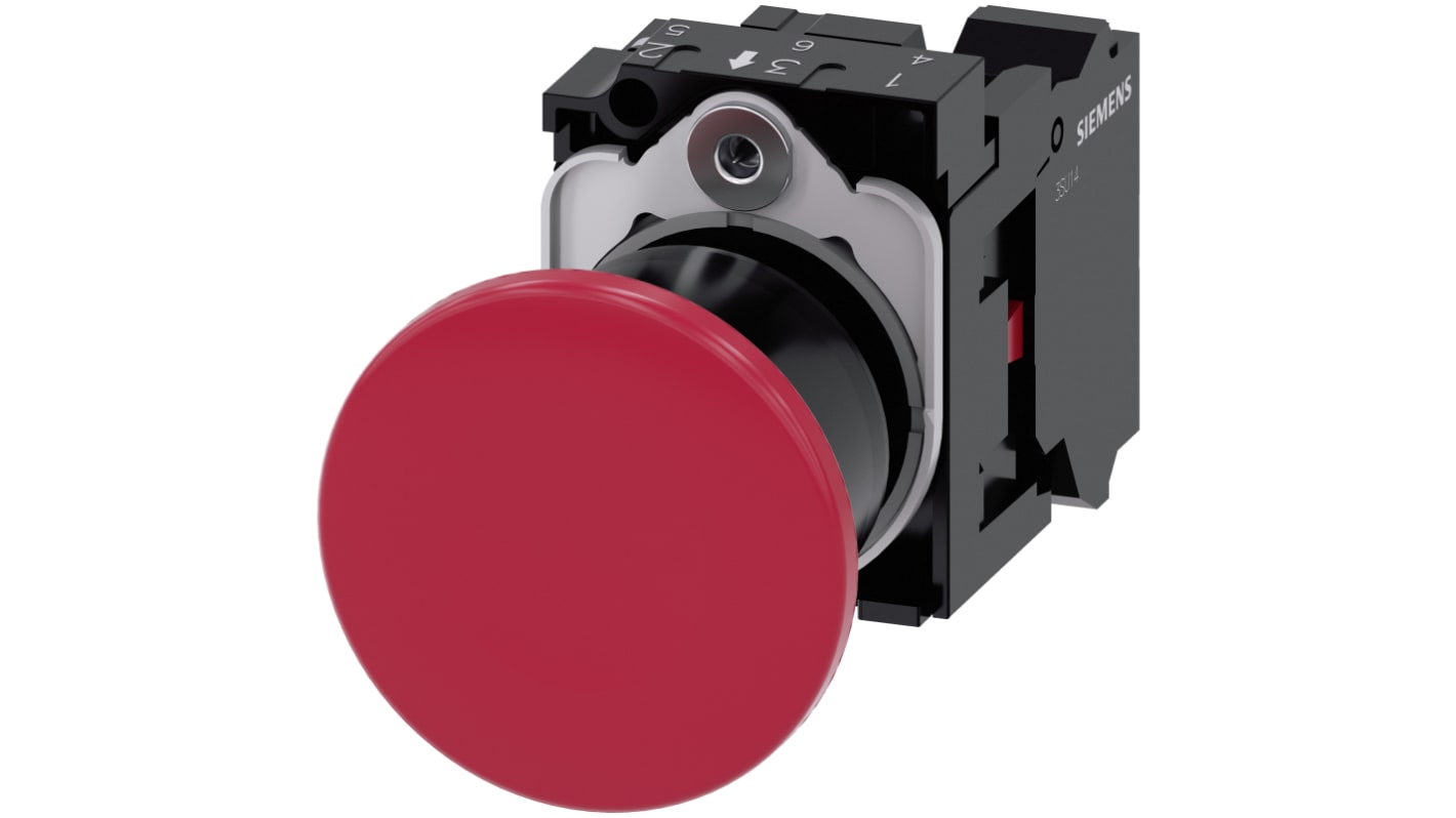 Pulsante Siemens SIRIUS ACT rotondo SPST, diametro 40mm, rosso, IP66/IP67/IP69, per montaggio su pannello 22mm.