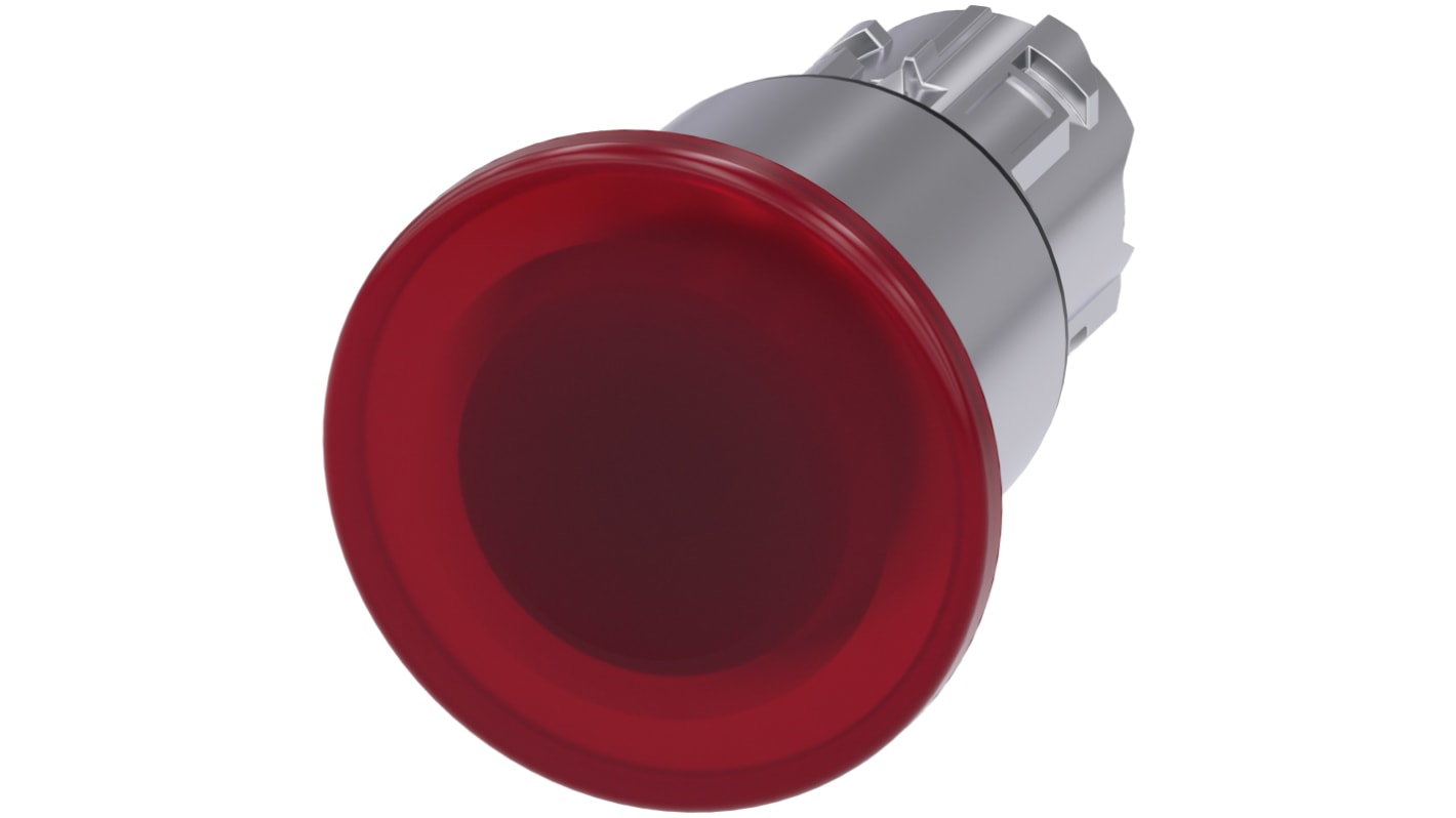 Attuatore pulsante Siemens SIRIUS ACT, rotondo, diametro 40mm, rosso, protezione IP66/IP67/IP69K, montaggio snap-on.