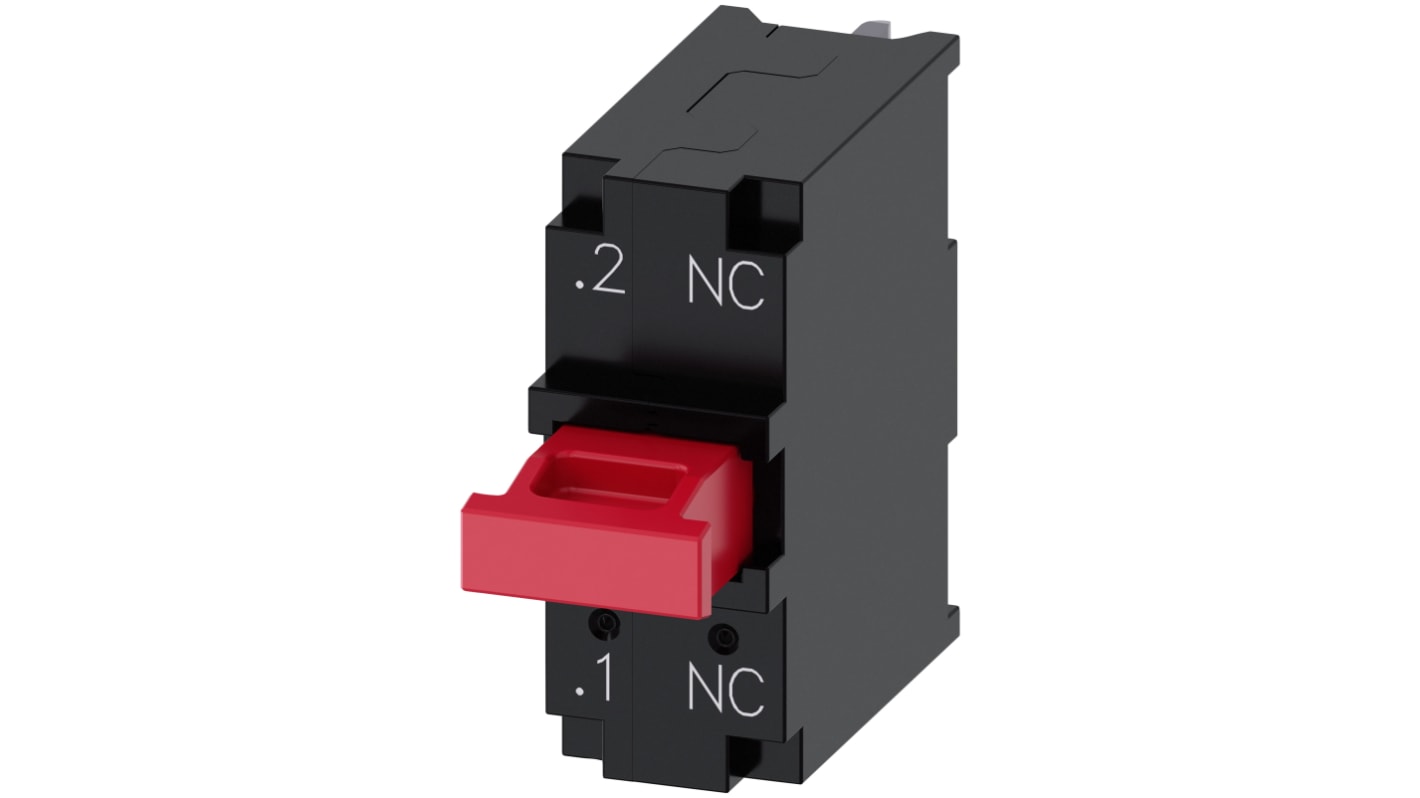Blocco contatti Siemens 3SU1400-3AA10-5CA0, tensione 5-240 V, corrente 6A, installazione snap-on, design robusto.