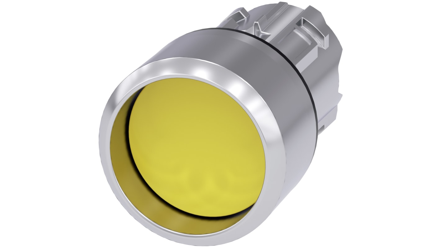Siemens attuatore pulsante instabile SIRIUS ACT, rotondo giallo, diametro 29.5mm, montaggio snap-on, protezione IP66/IP67/IP69K.