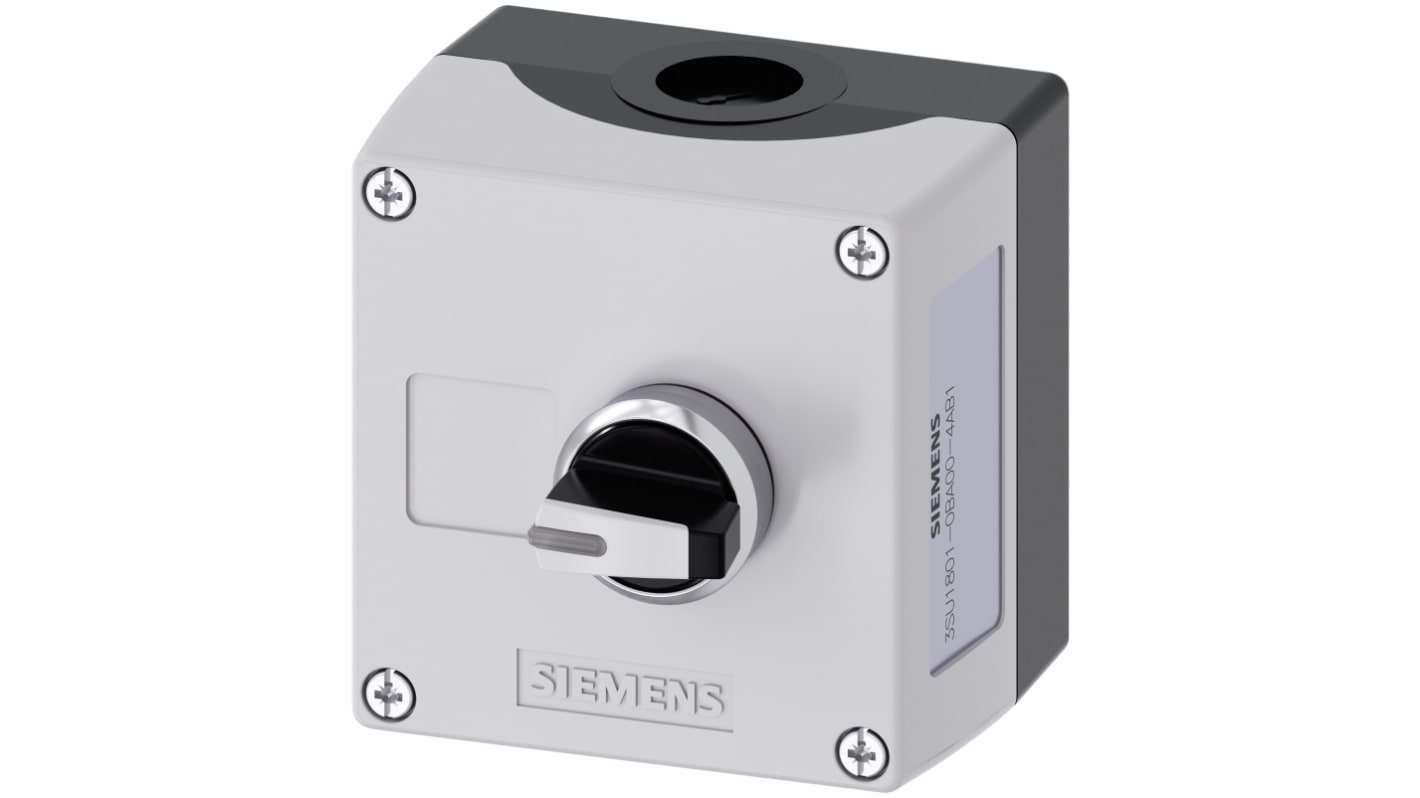 Interruttore stazione di controllo Siemens, serie SIRIUS ACT, 10A, IP66/IP67/IP69, contenitore grigio, diametro foro 22mm.