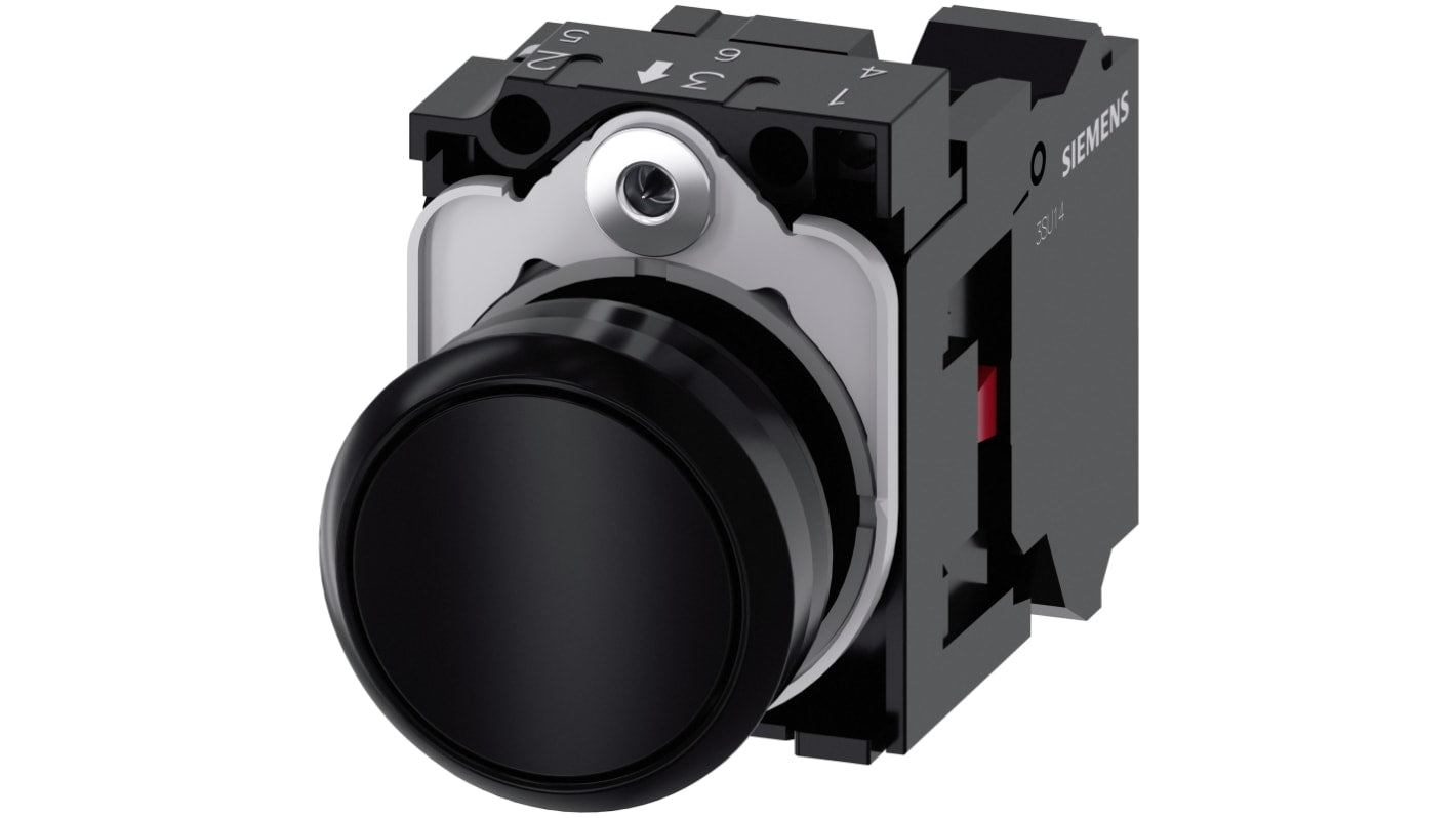 Pulsante rotondo Siemens SIRIUS ACT, SPST, IP66/IP67/IP69, diametro 29.45mm, per montaggio su pannello 22mm.