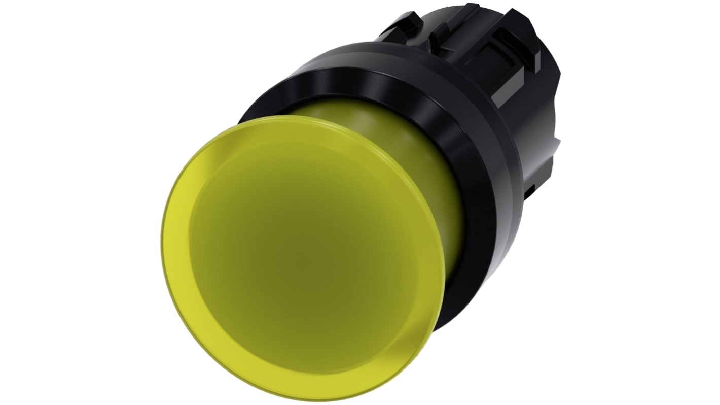 Siemens attuatore pulsante instabile SIRIUS ACT, giallo, diametro foro 22mm, montaggio snap-on, protezione IP66/IP67/IP69K.