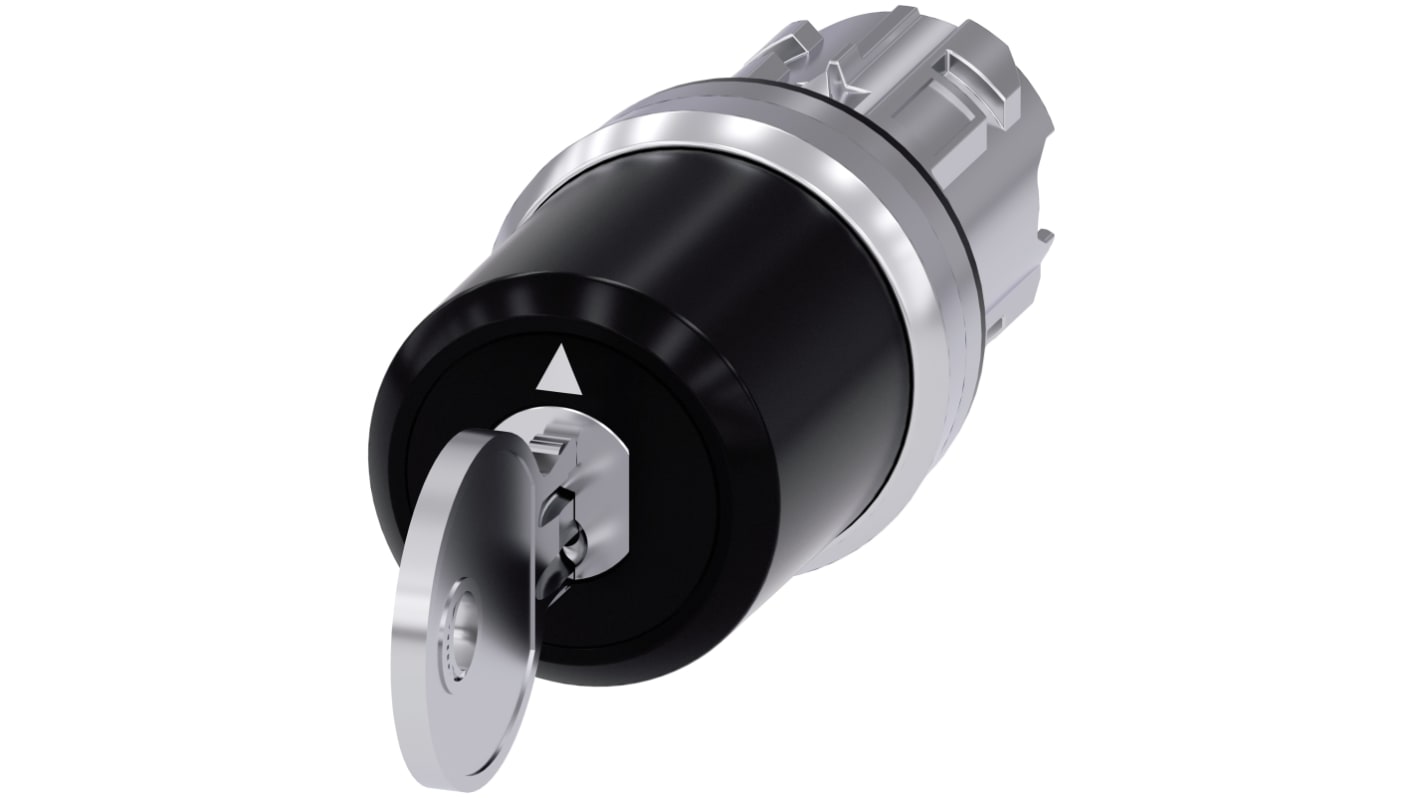 Testa selettore Siemens SIRIUS ACT, 3 posizioni, diametro foro 22mm, protezione IP66/IP67/IP69, installazione snap-on.