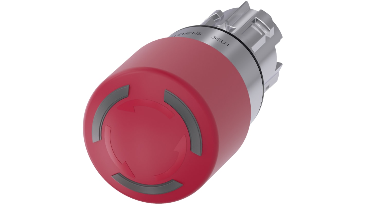 Pulsante di arresto di emergenza Siemens 3SU1, montaggio a pannello, diametro foro 22mm, attuazione a pulsante, grado di protezione IP66/IP67/IP69.