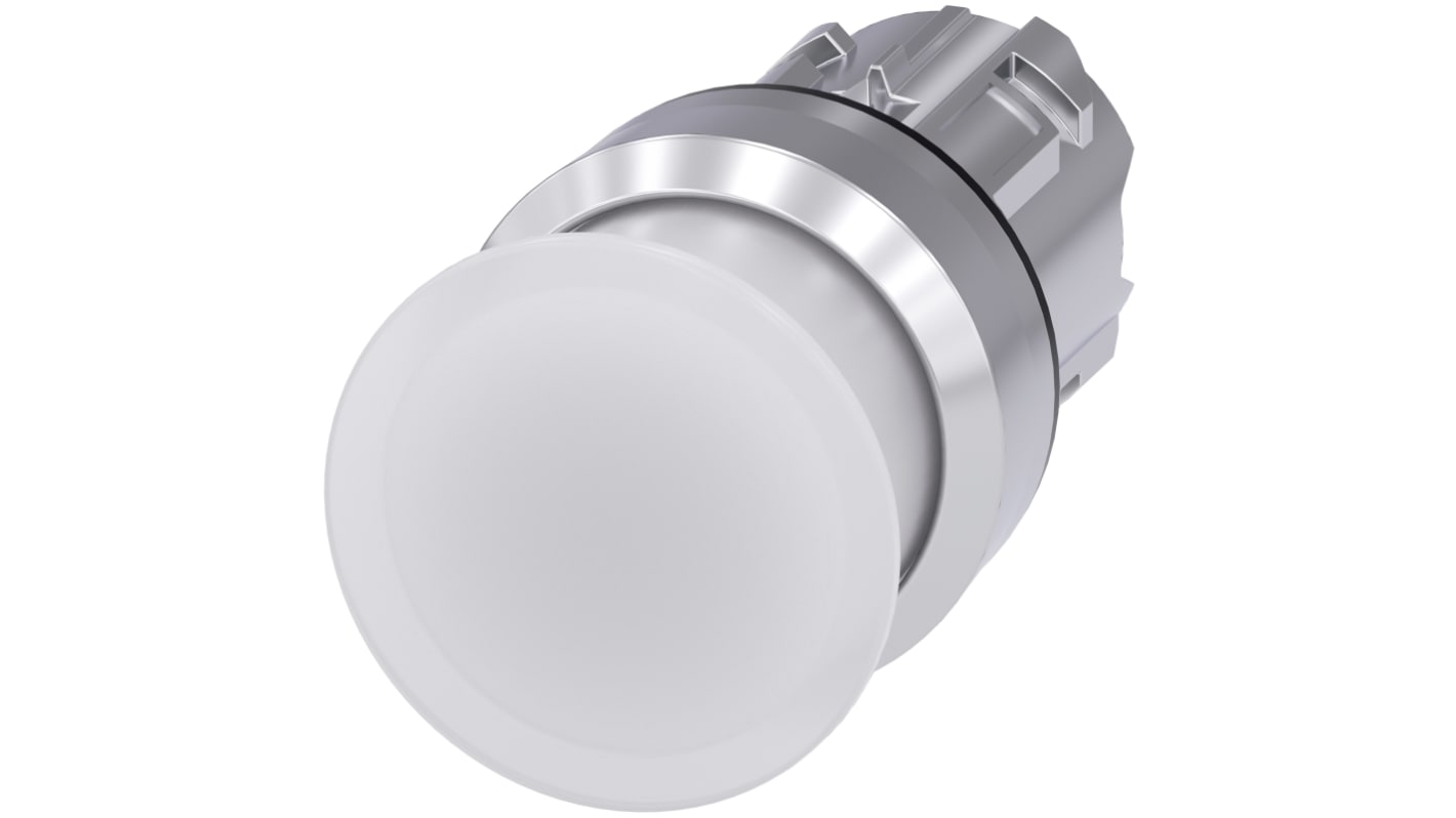 Attuatore pulsante instabile Siemens SIRIUS ACT, diametro 30mm, bianco, IP66/IP67/IP69K, montaggio snap-on, compatibile PROFINET.