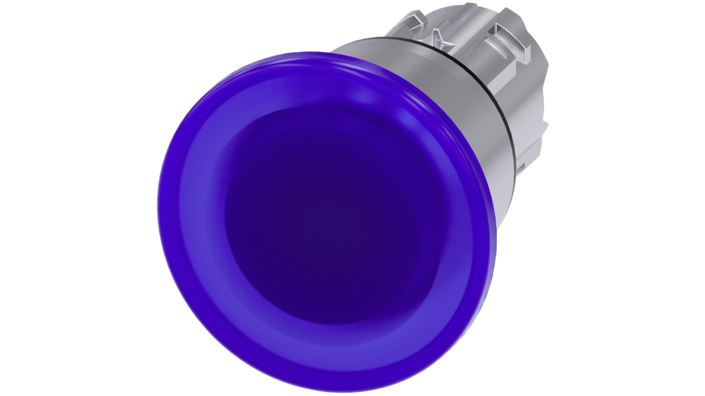 Attuatore pulsante Siemens SIRIUS ACT, rotondo, blu, diametro 40mm, installazione snap-on, protezione IP66/IP67/IP69K.