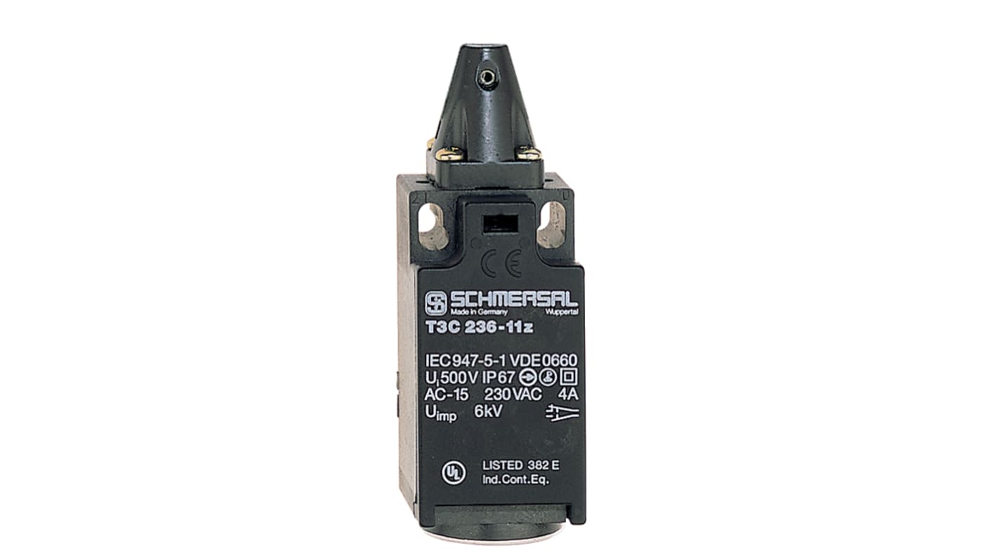 Interruttore di sicurezza a cerniera Schmersal T4C 236-11Z, grado di protezione IP67, attuatore in acciaio inox, 4A max.