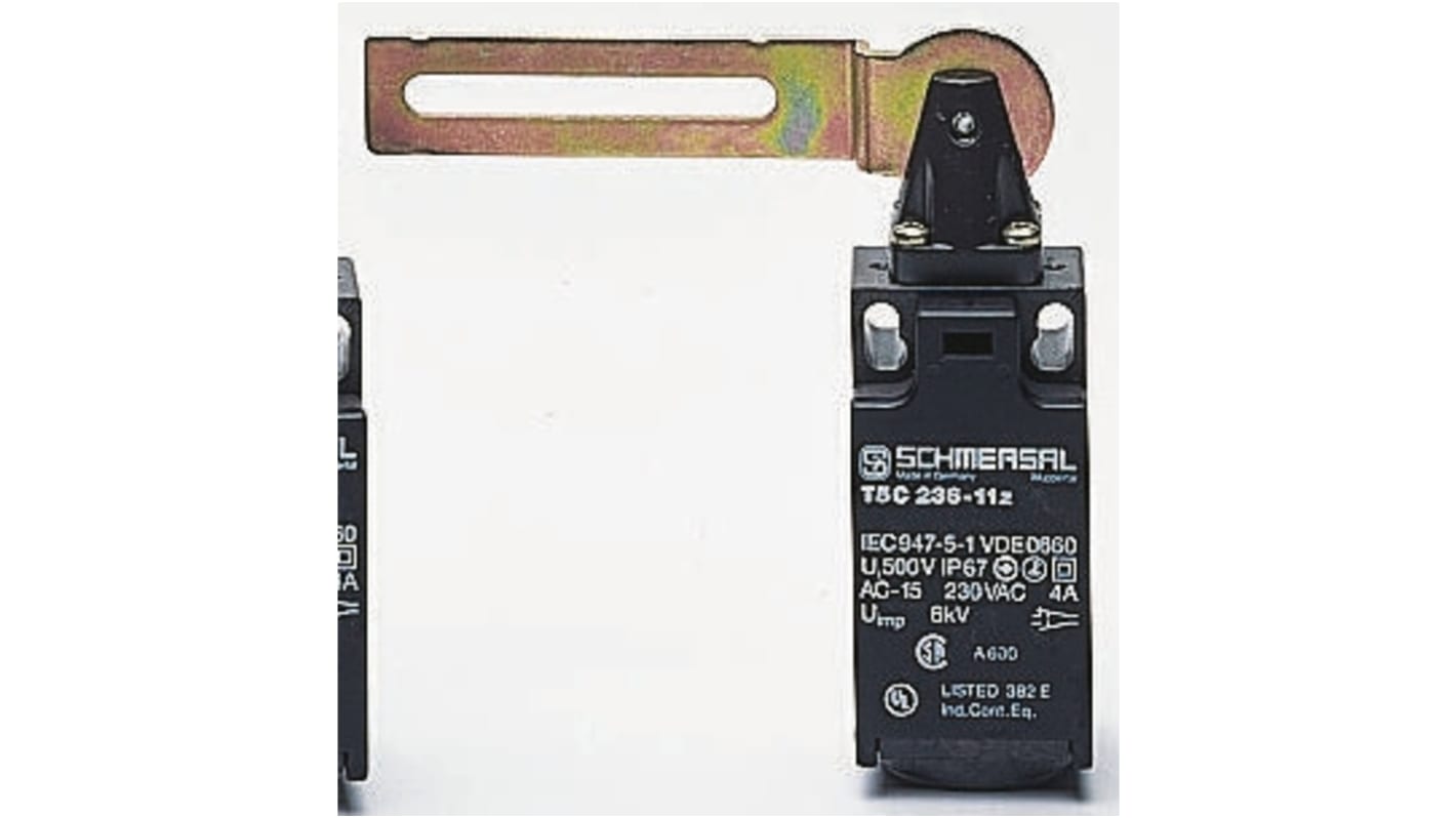 Interruttore di sicurezza a cerniera Schmersal T5C 236-11Z, configurazione NO/NC, grado di protezione IP67, attuatore in acciaio.