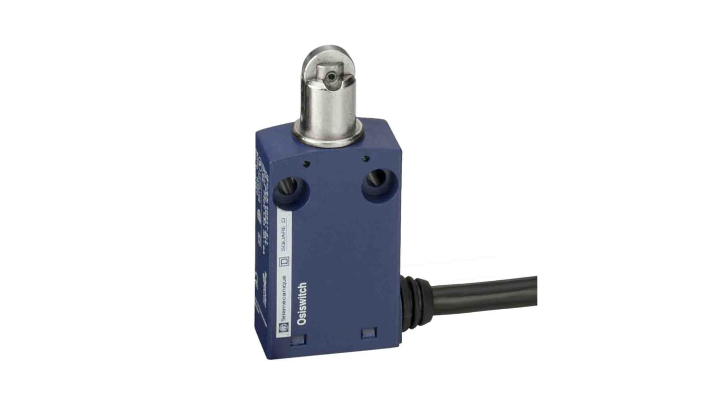 Interruttore di fine corsa a rotella Telemecanique Sensors XCMN2102L3, 1NC/1NA, IP65, dimensioni 30mm x 70.4mm, per tensione fino a 240V.