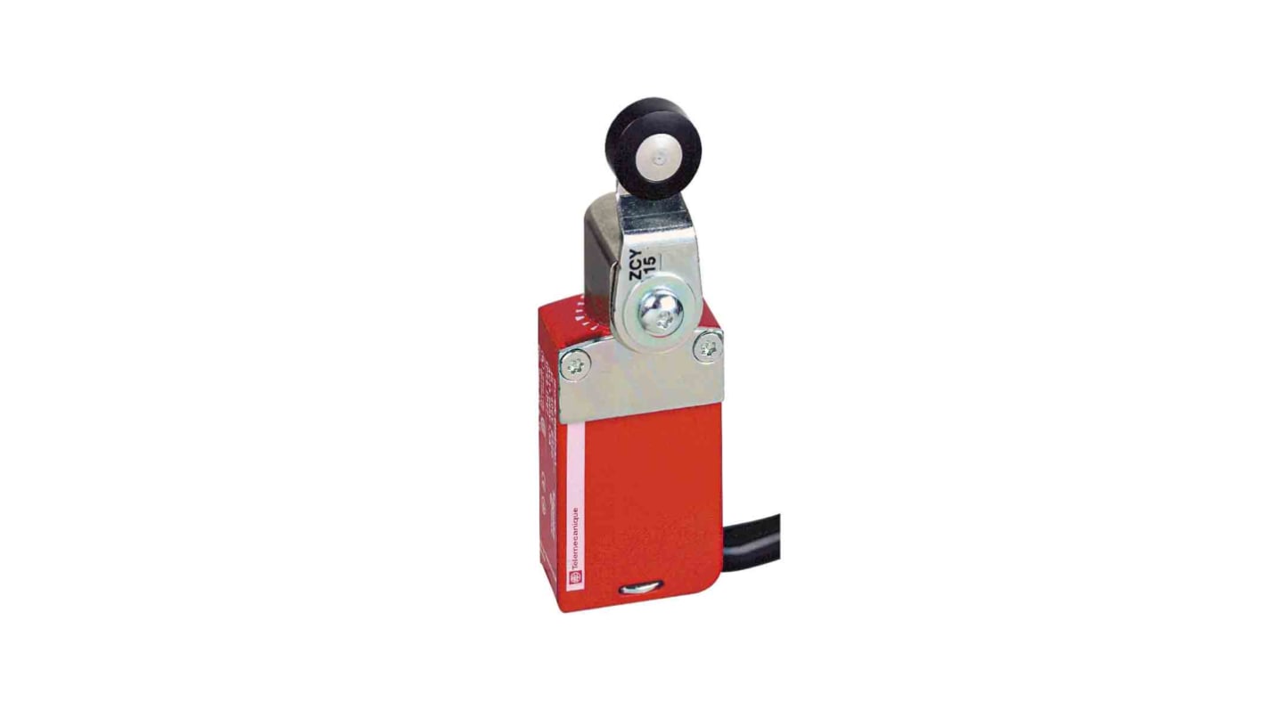 Interruttore di interblocco Telemecanique Sensors XCSM3902L10, attuatore a rotella, protezione IP66/IP67/IP68, cavo 10 m. Dimensioni 30x70x16 mm.