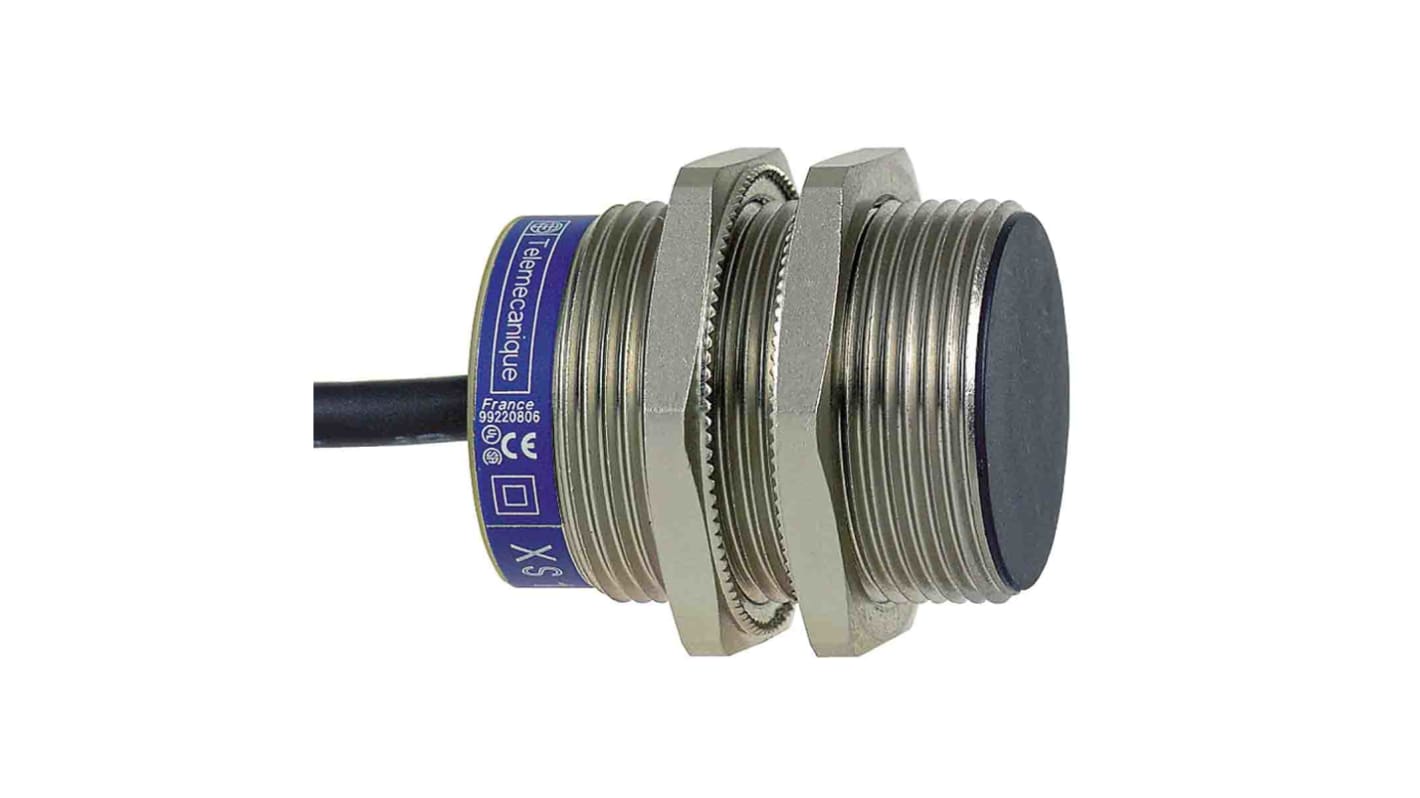 Sensore di prossimità cilindrico Telemecanique Sensors XS1N30PA349TF, PNP, M30, rilevamento 20 mm, IP68/IP69K, cavo 2 m.