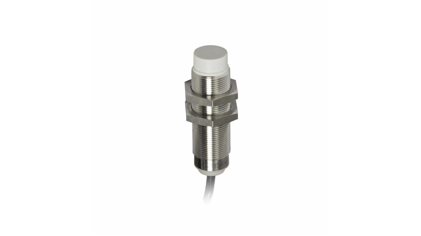 Sensore di prossimità cilindrico PNP Telemecanique Sensors XS218SAPAL5, M18, rilevamento 12 mm, IP68/IP69K, cavo 2 m.