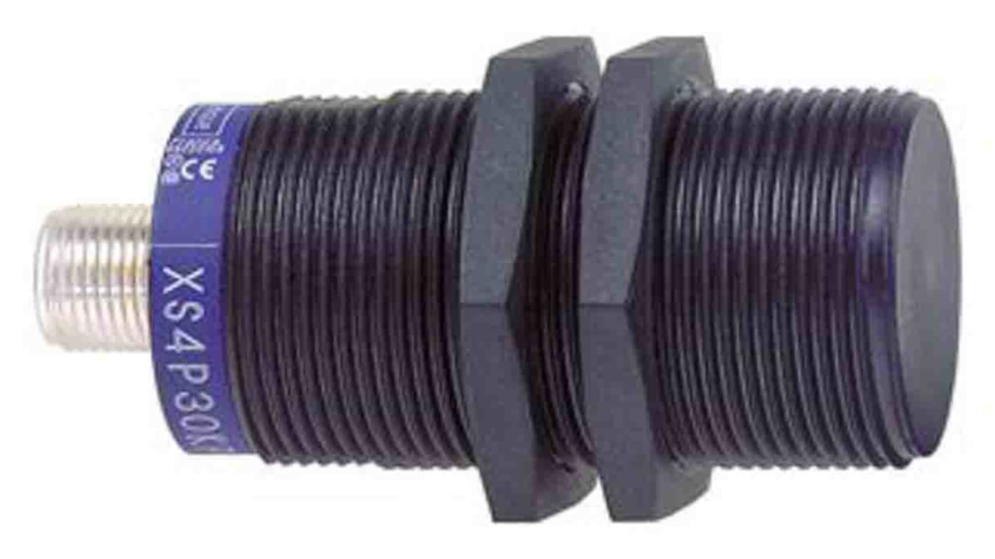 Sensore di prossimità cilindrico Telemecanique Sensors XS4P30PA370D, M30, rilevamento 15 mm, alimentazione 10-58 V c.c., connettore M12. Grado di protezione IP67.