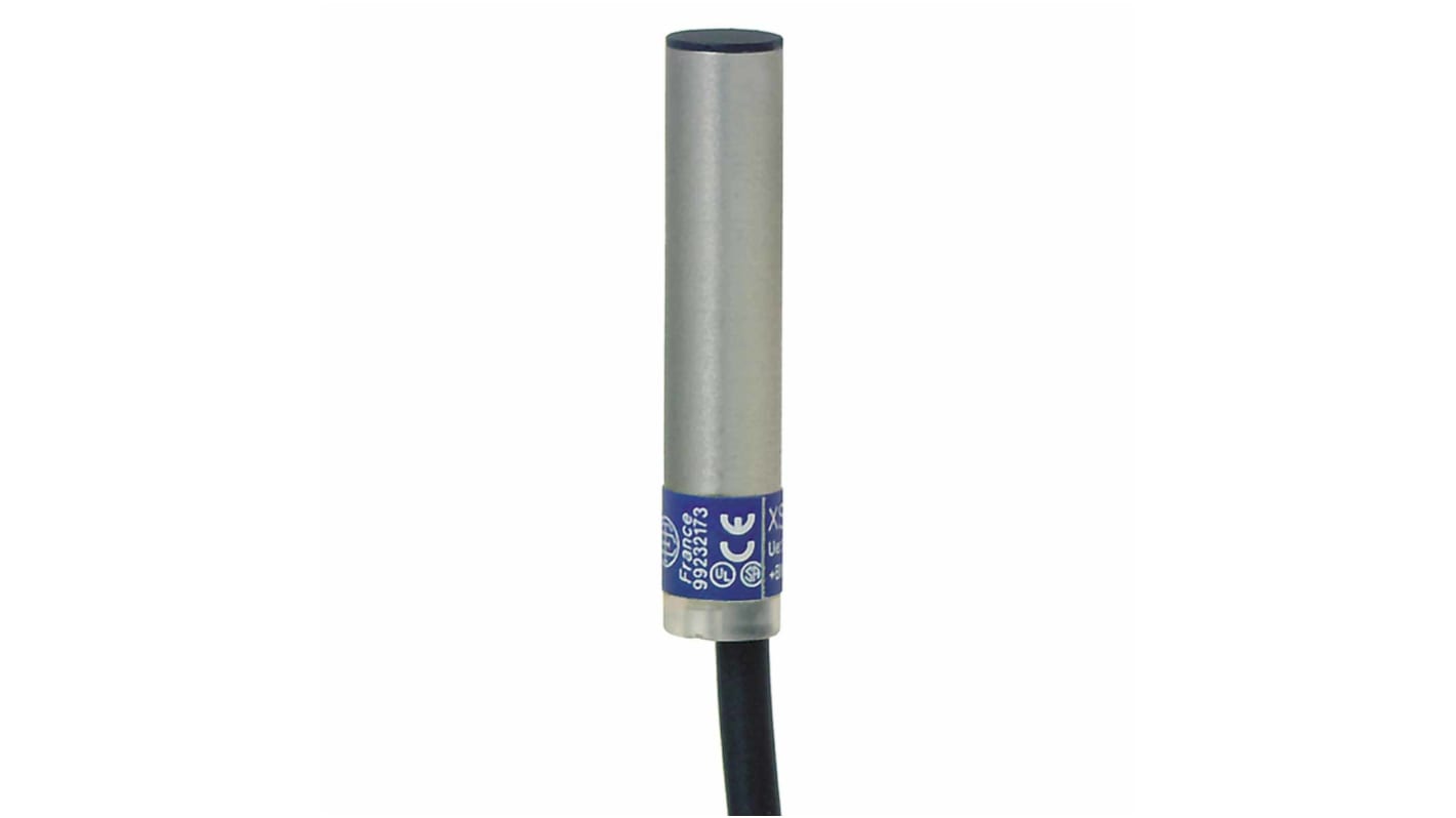 Sensore di prossimità cilindrico NPN Telemecanique Sensors XS506B1NAL2, rilevamento 1,5 mm, IP67, acciaio inox, cavo 2 m.