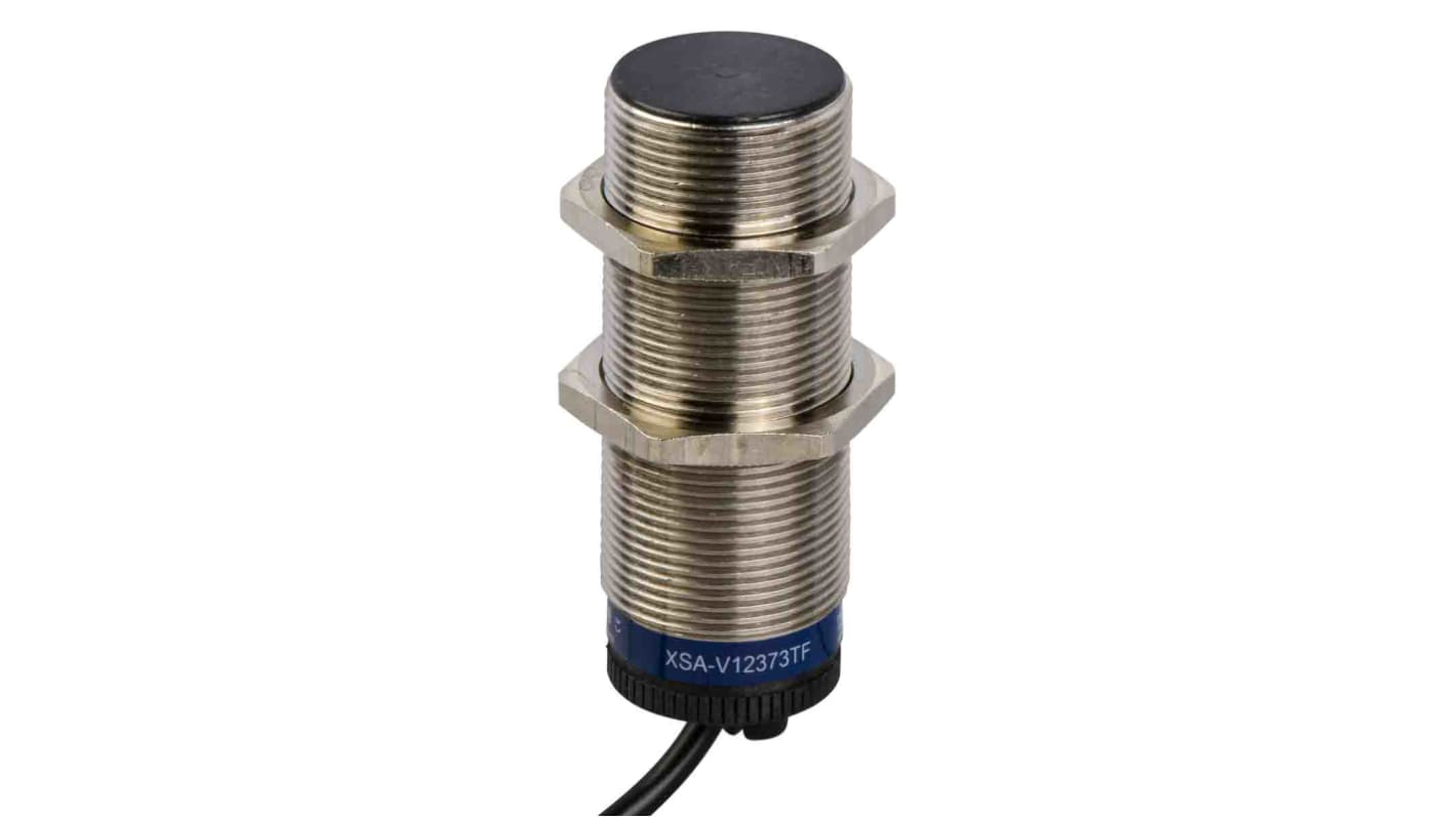 Sensore di prossimità cilindrico Telemecanique Sensors XSAV11373TF, M30, rilevamento 10 mm, IP67, cavo 2 m, temperatura -40°C/+70°C.