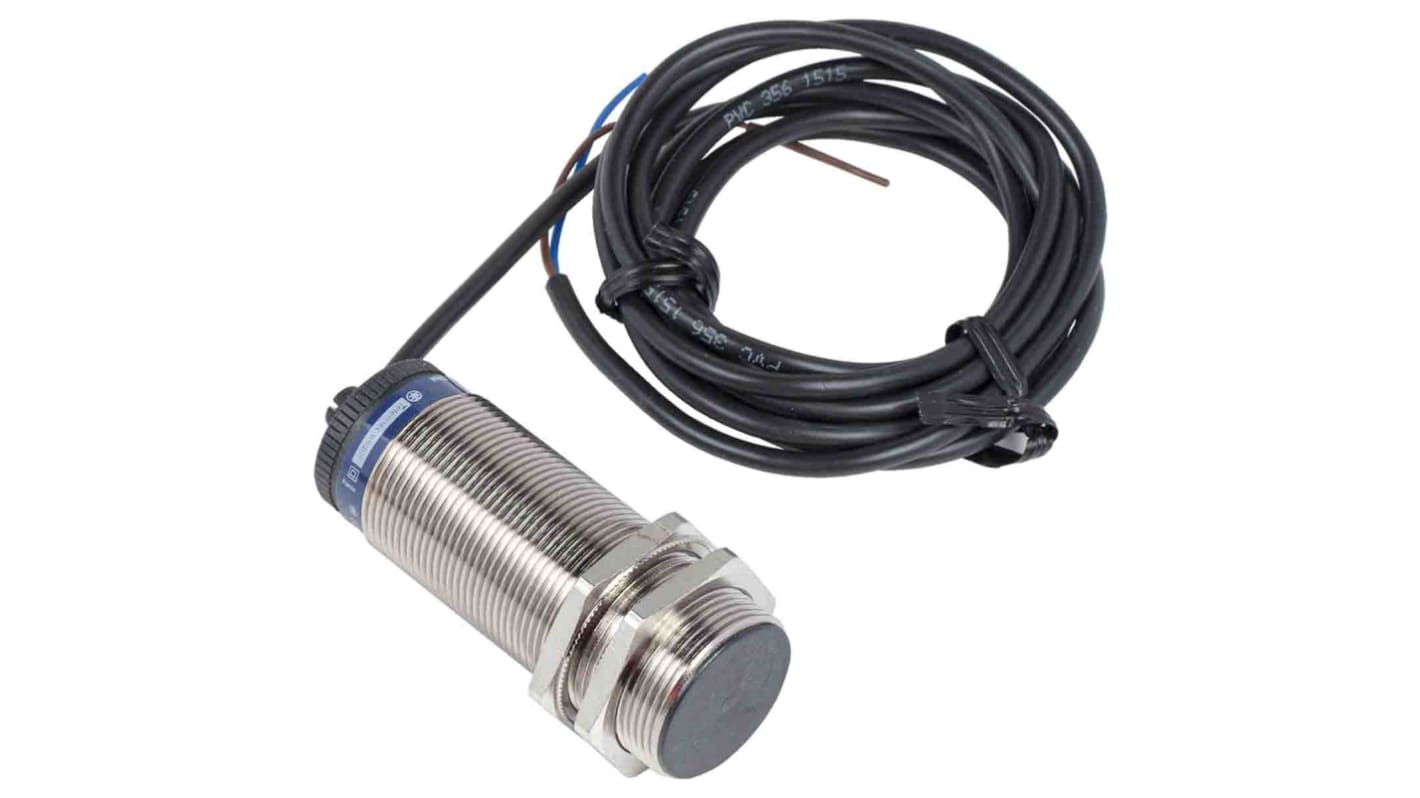 Sensore di prossimità cilindrico Telemecanique Sensors XSAV11801TF, M30, rilevamento 10 mm, IP67, alimentazione 20-264 V. Lunghezza 81 mm, cavo 2 m.