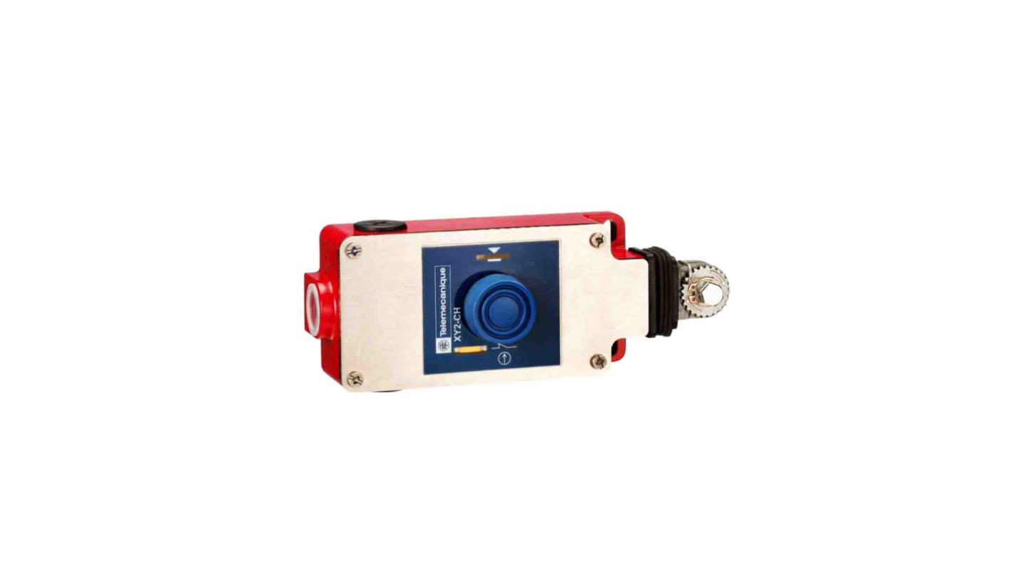 Interruttore a fune Telemecanique Sensors XY2CH13250, 1 NC/1 NO, cavo 30 m, IP65, montaggio laterale, dimensioni 201 x 40 x 68 mm.
