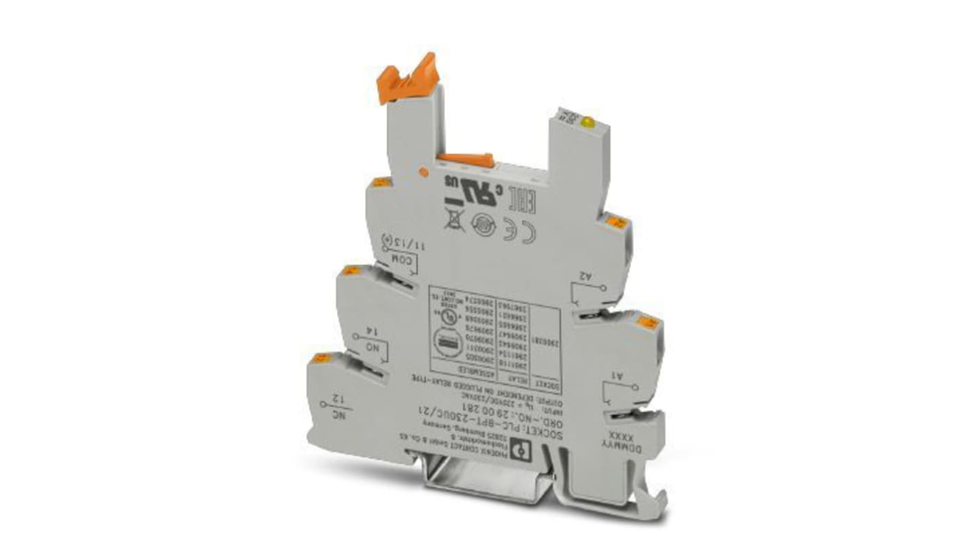 Zoccolo PLC-BPT-230UC/21 Phoenix Contact 2900281 per guida DIN, 6,2mm, 230V c.a./c.c., collegamento a innesto