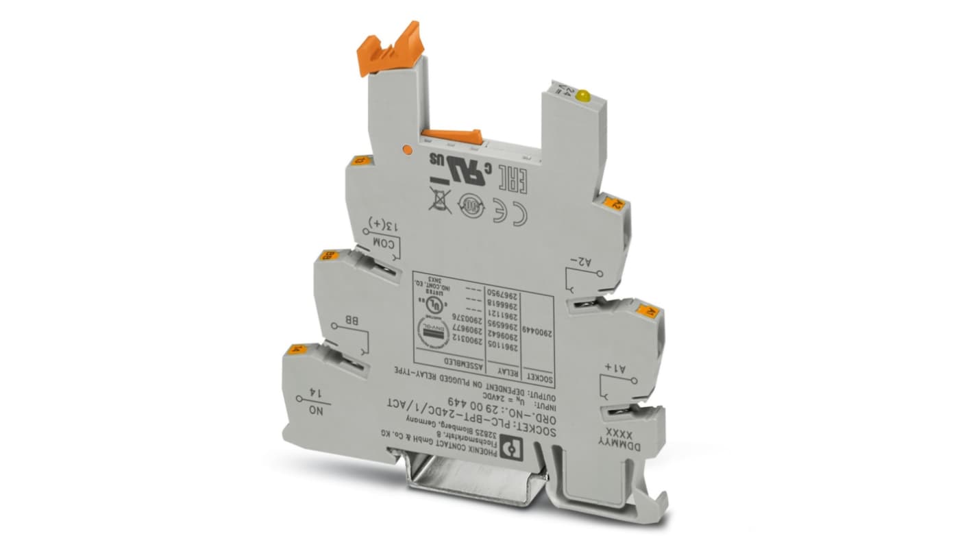 Phoenix Contact zoccolo PLC-BPT24DC 1 ACT, terminale morsettiera per uscita, montaggio su guida DIN, 24 V c.c.