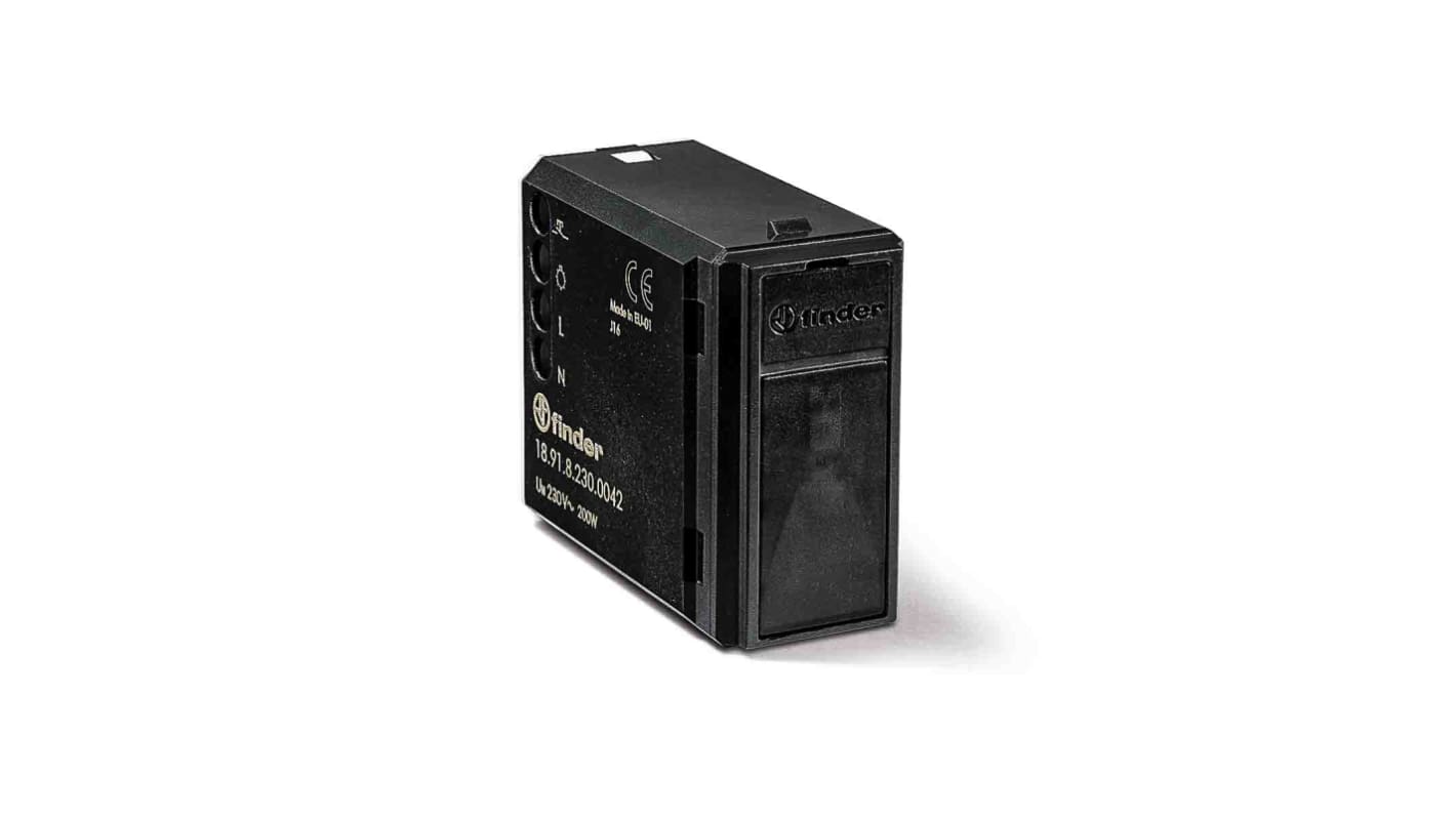Interruttore al mercurio Finder 18.91.8.230.0042 per inclinazioni, angolo 110°, corrente max 10 A, dimensioni 45,5 x 45,5 mm.