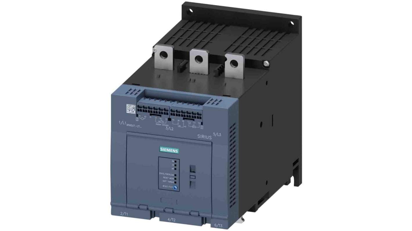 Avviatore soft-start Siemens 3RW5072-2TB14, 3 fasi, 132 kW, 200-480 V, 210 A, protezione IP00, supporto PROFINET.