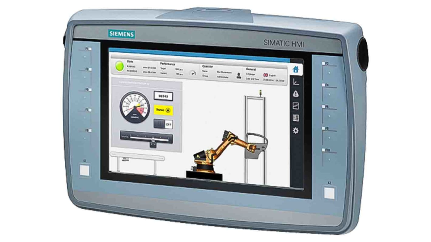 Pannello HMI Siemens 6AV2125-2GB03-0AX0, KTP700 Mobile 7", interfaccia PROFINET, risoluzione 800 x 480 pixel.