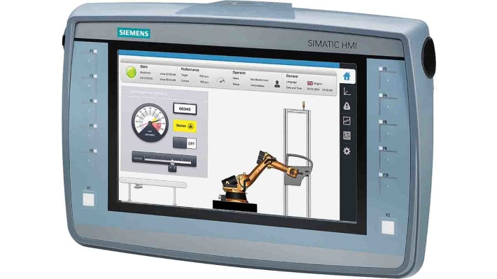 Pannello HMI Siemens 6AV2125-2GB03-0AX0, KTP700 Mobile 7", interfaccia PROFINET, risoluzione 800 x 480 pixel.