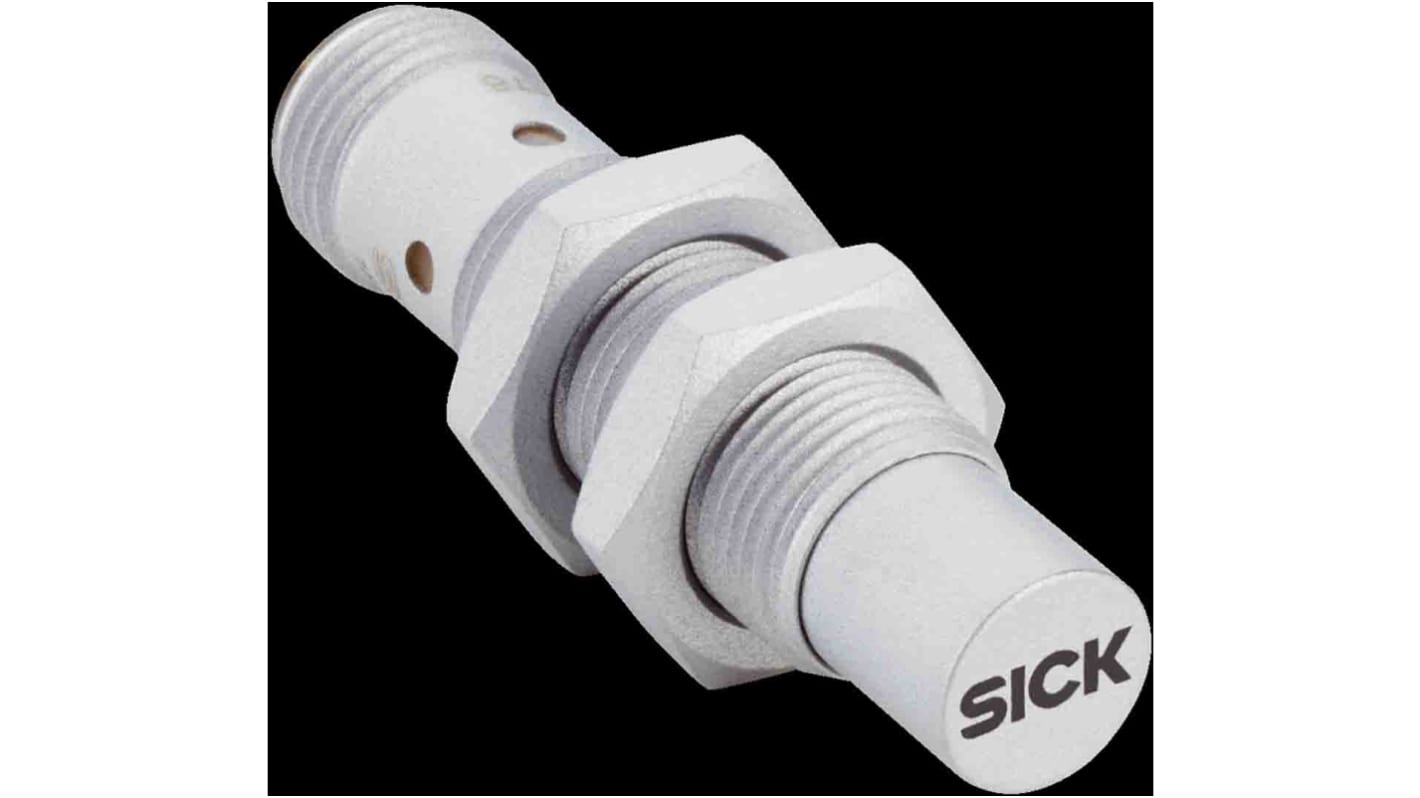 Sensore di prossimità cilindrico PNP M12 Sick IMR12-10NPSTC0S, gamma di rilevamento 10 mm, grado di protezione IP68, montaggio non a filo.