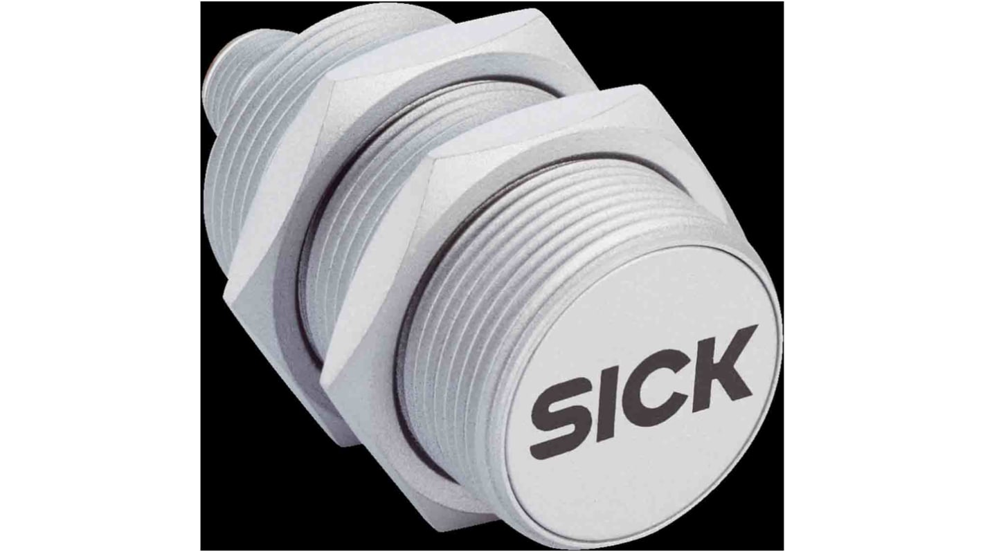 Sensore di prossimità cilindrico Sick IMR30-15BPSTC0S, tecnologia PNP, gamma di rilevamento 15 mm, grado di protezione IP68.