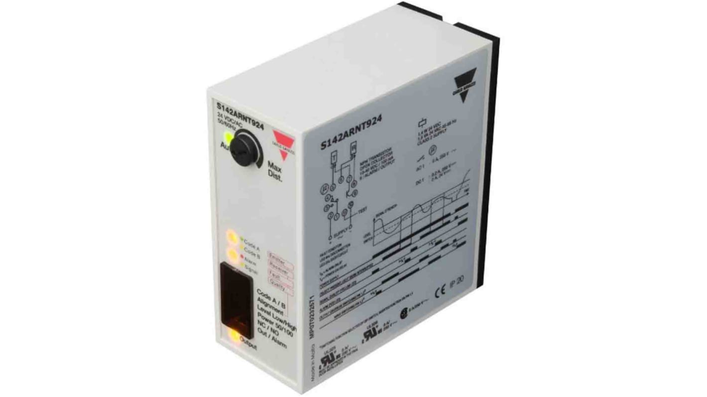 Sensore fotoelettrico rettangolare a retroriflessione Carlo Gavazzi S142ARNT924, uscita NPN, connettore a 11 pin.