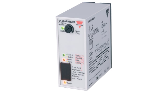 Sensore fotoelettrico rettangolare a retroriflessione Carlo Gavazzi S142ARNT924, uscita NPN, connettore a 11 pin.