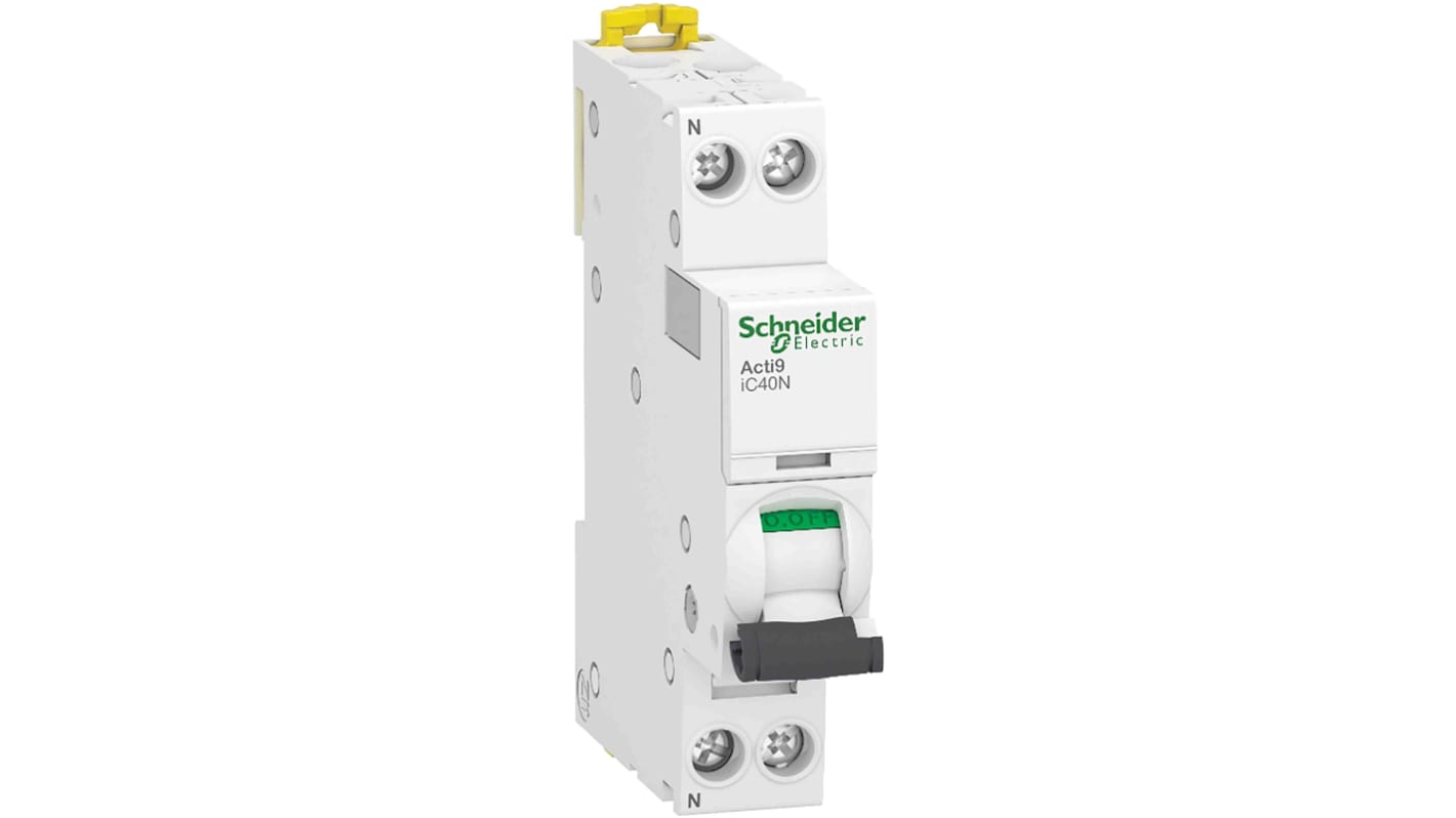 Interruttore automatico miniaturizzato Schneider Electric A9P44610 10A 1P 6 kA AC 230V. Protezione immediata, leggero e compatto.