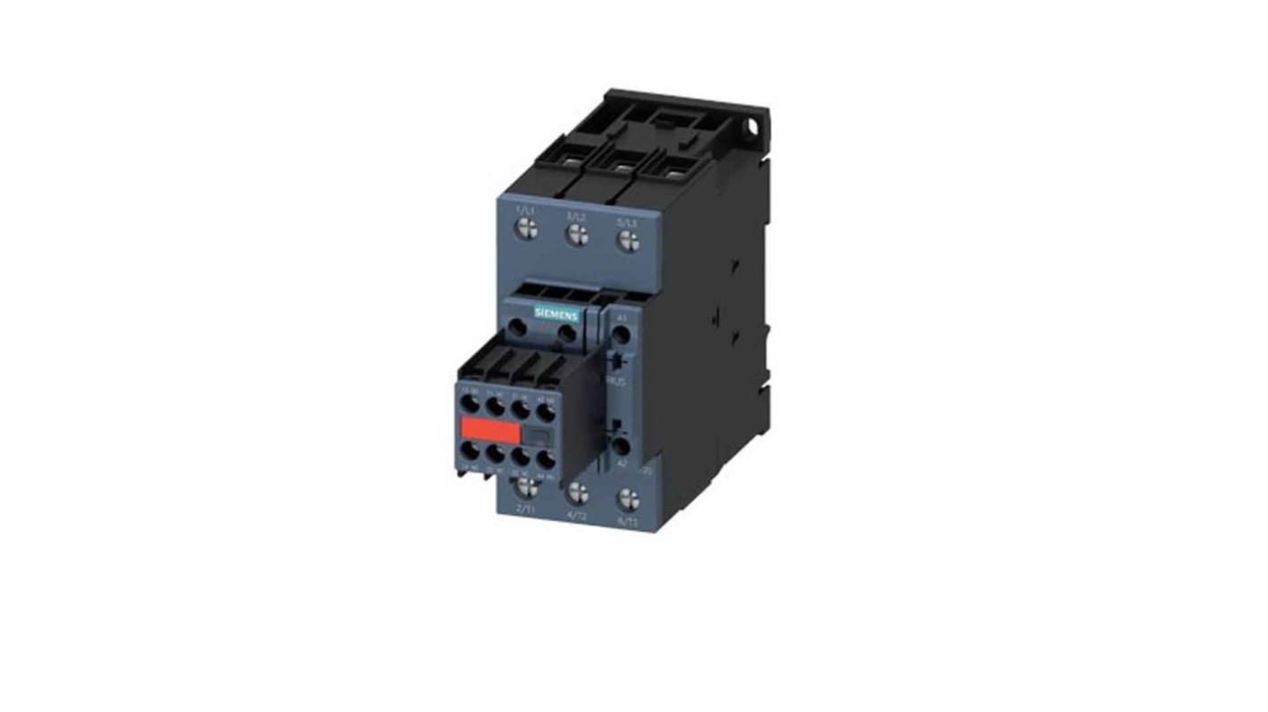 Contattore Siemens 3RT2037-1KB44-3MA0, 3 poli, 2 NO + 2 NC, 65 A, bobina 24 V c.c., grado di protezione IP20.