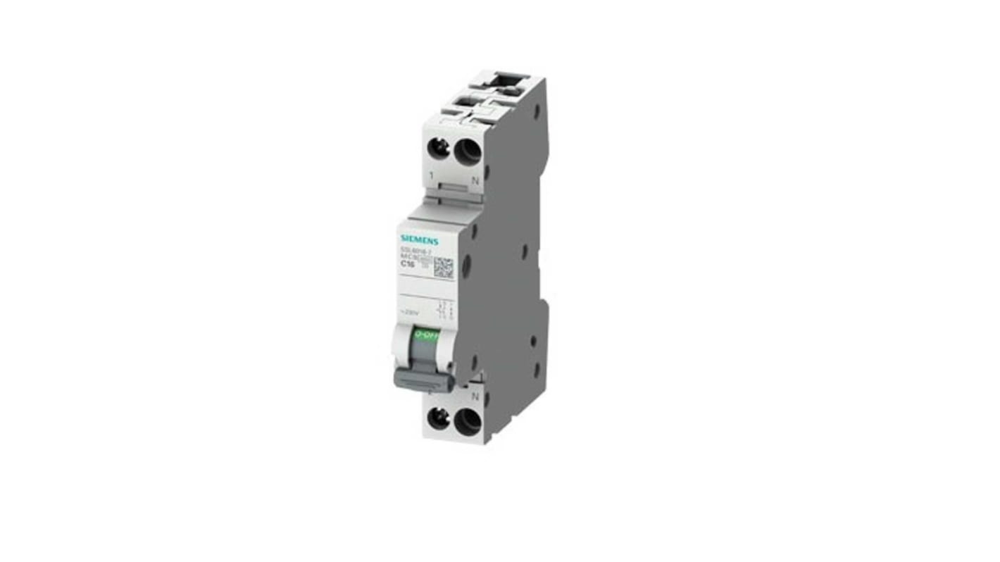 Interruttore magnetotermico Siemens 5SL6006-6, 1P+N, 6A, 6 kA, montaggio su guida DIN, grado di protezione IP20.