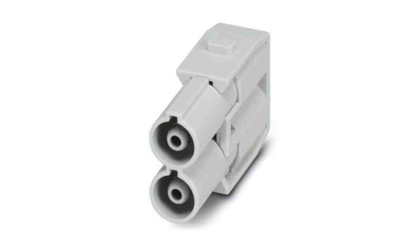 Modulo inserto maschio Phoenix Contact 1417297 serie HC 70A 2 vie, per applicazioni di potenza. Tensione nominale 1000V, temperatura operativa -40 °C a 125 °C.