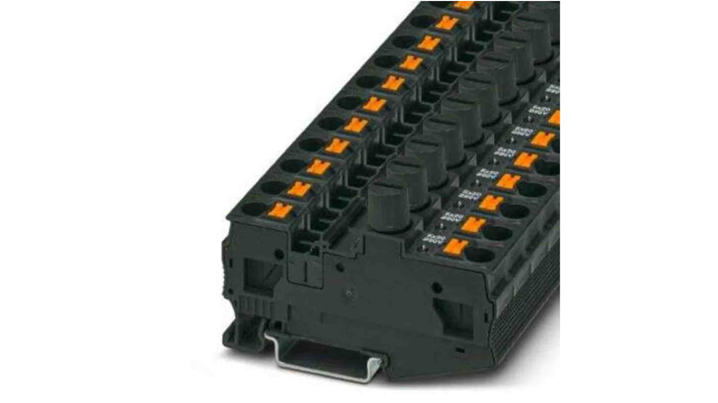 Morsettiera modulare Phoenix Contact 3025046 con fusibile, 2 collegamenti, LED, -60 °C / 85 °C, V0, nera. Ideale per applicazioni sicure.