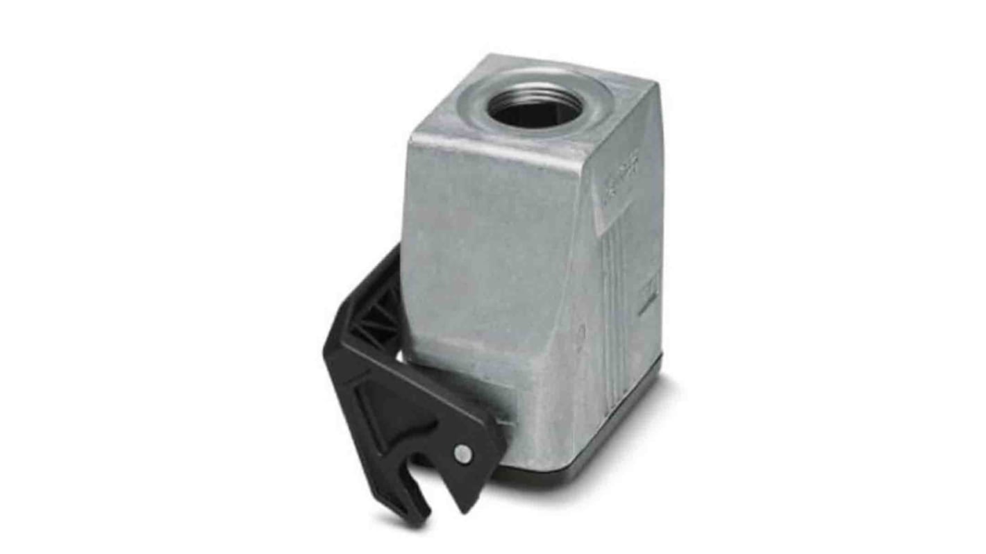 Contenitore di accoppiamento Phoenix Contact HC B10 M32 (1412586) in alluminio pressofuso resistente all'acqua salata, temperatura di esercizio da -40 °C a 125 °C. Uscita per cavo, grado di infiammabilità V0, materiale di tenuta conduttivo in NBR. Non appartenente alla gamma "complete Line" di Phoenix Contact.