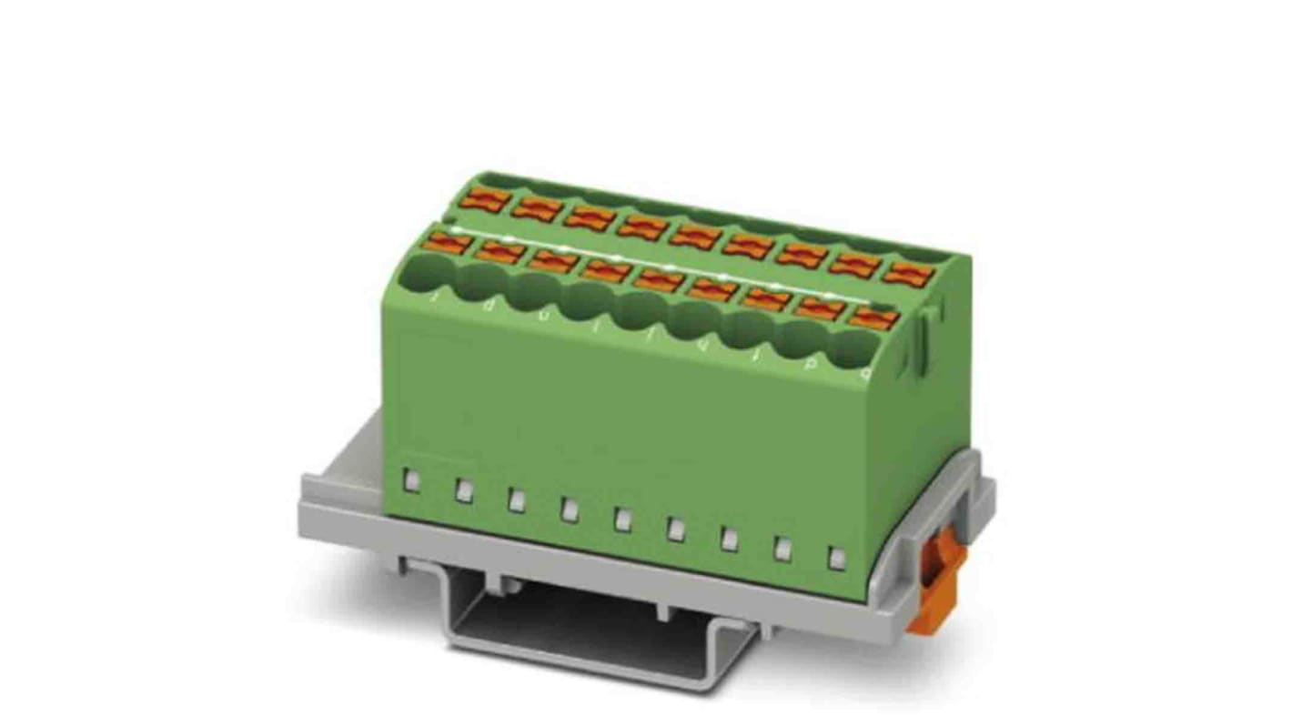 Blocco di distribuzione Phoenix Contact 3273052, 18 vie, 28,6 mm, 690 V, NS 35/7,5, NS 35/15 - Soluzione flessibile per distribuzione elettrica industriale.