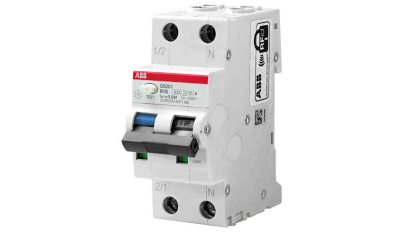 Interruttore automatico ABB 2CSR275080R2324, 32A, 2 poli, montaggio guida DIN, protezione IP40, sensibilità 100mA.