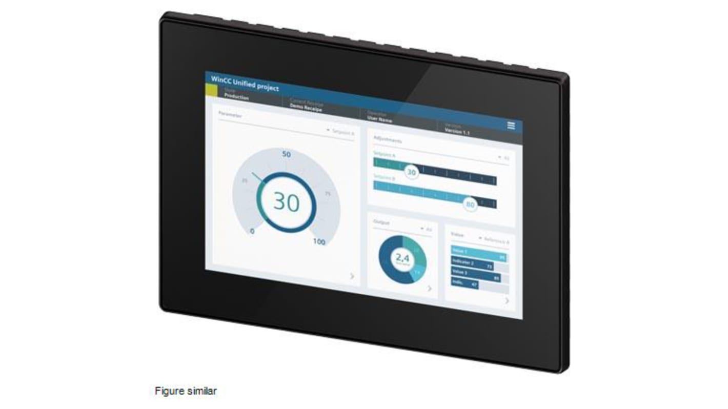 Pannello HMI Siemens 6AV2128-3KB36-0AX1, touchscreen 10,1", risoluzione 1280x800, interfaccia PROFINET, IP20.