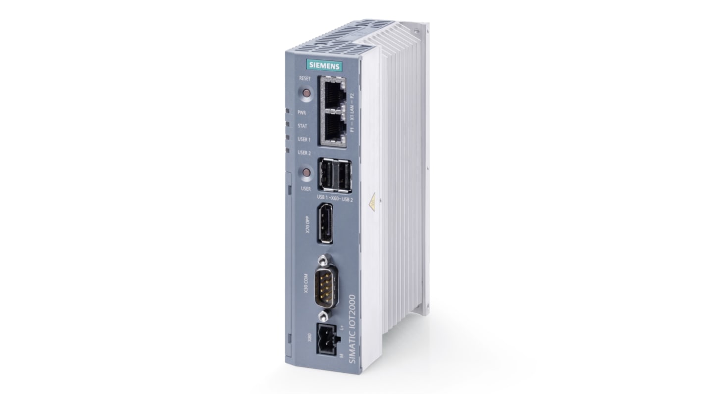 Gateway IoT Siemens 6ES7647-0BA00-1YA2, CPU ARM, 2GB DDR4, 20 ingressi digitali, interfacce USB, IP20, per uso industriale.